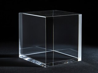 acrylic clear box isolated on black background