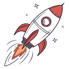 Rocket Clipart Illustration in Flat Design