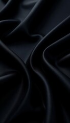 Obraz premium Luxurious black textile, soft, flowing folds, dramatic shadows, simple, dark, black texture