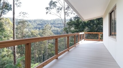 Modern Balcony Overlooking Lush Forest