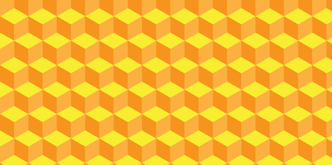Minimal abstract orange cubes vector art. Geometric tiles and mosaic creative stylish seamless pattern block cube background. minimal hexagon Cubes mosaic shape vector design	