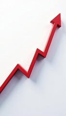 Rising stock market graph, clean white backdrop, minimal, climb