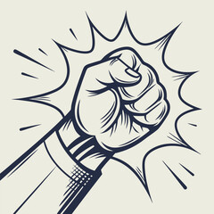 Powerful Fist Punching Illustration in Vector Style