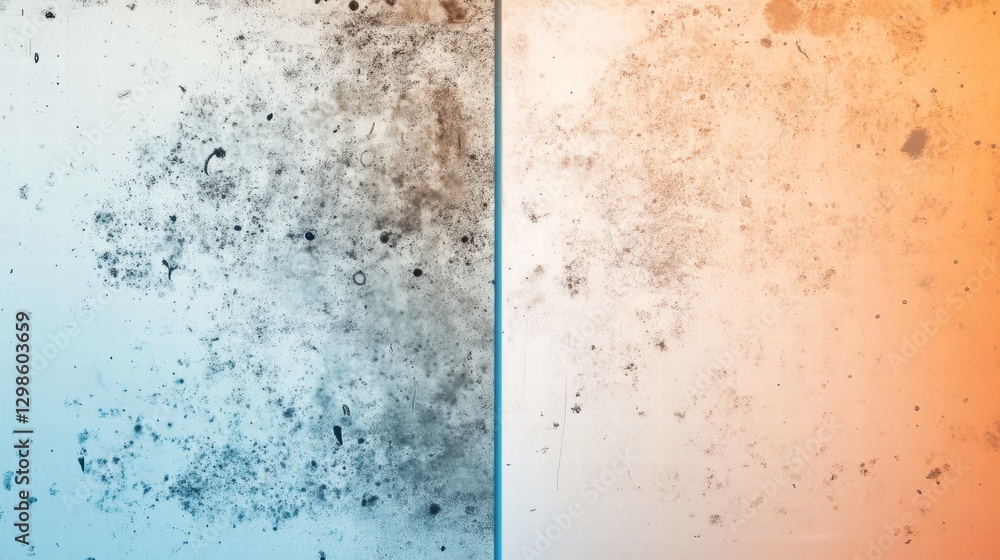 Poster unique textured wall surfaces divided into contrasting color schemes displaying decay and artistic a