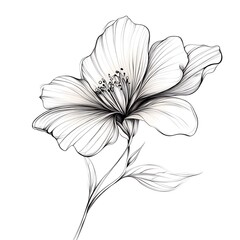 Fototapeta premium Elegant flower and bud drawing with intricate ink details high resolution picture