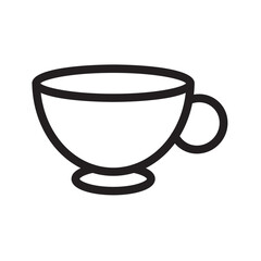 Small tea glass icon in line art style, ideal for illustrating tableware, drink menus, or traditional tea service concepts.