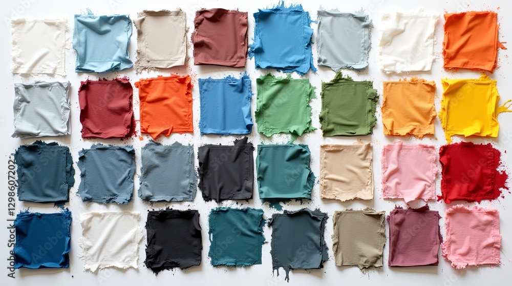 Poster A row of squares of fabric with different colors