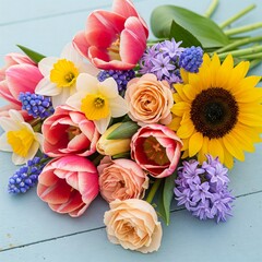 Colorful flowers and foliage background