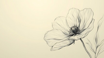 Elegant line art drawing of a flower in minimalist style high resolution picture