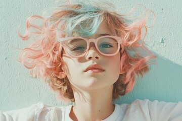 Fototapeta premium A teenager advocates for self-acceptance and the flexibility of gender identity