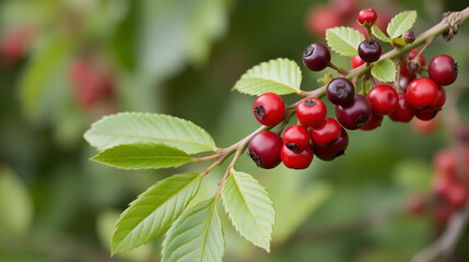 Cynorhodon branch with berries, healthy food and medical virtues