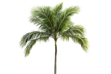 Palm tree with lush green fronds against a white background enhancing advertising designs