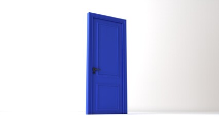 Naklejka premium Closed blue door on white background. We are hiring concept.