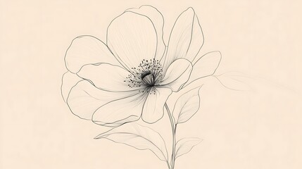 Minimalist flower illustration with delicate line art and fine details high resolution picture