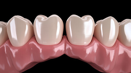 3D medical illustration of human teeth and gums, perfect for dental and healthcare concepts