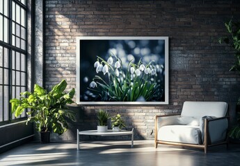 Elegant Snowdrop Flowers in Modern Living Room Interior Design