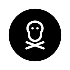Fototapeta premium Classic skull with crossbones underneath, monochrome line icon.