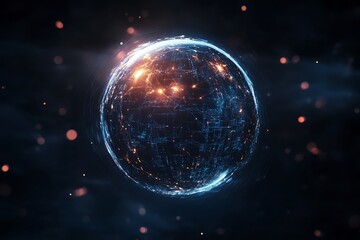 Fototapeta premium glowing fractal sphere reflecting AI designs