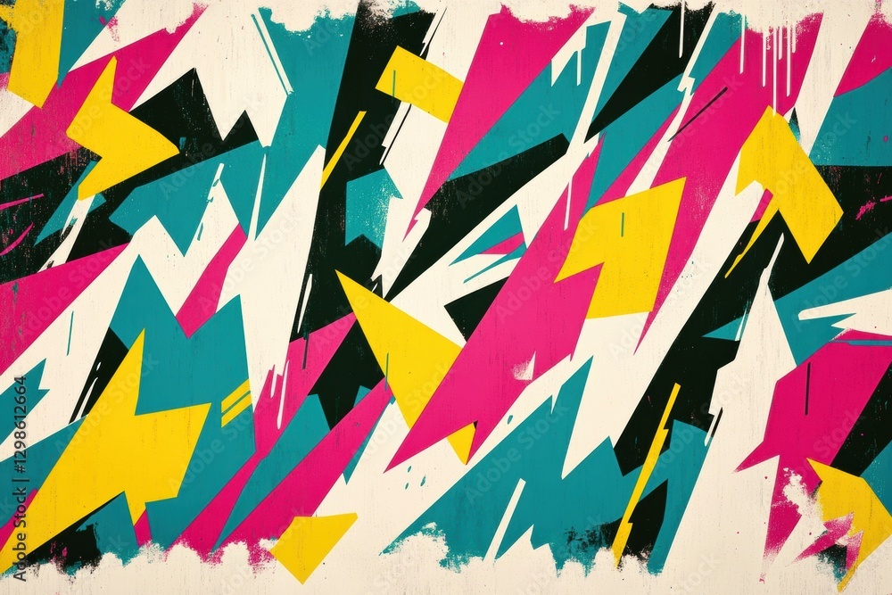 Aufkleber Vibrant abstract geometric pattern with sharp angles and contrasting colors in lively design. Generative AI