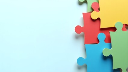 Layered Paper-Cut Puzzle Pieces in Blue Theme for Autism Awareness Day