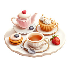 Delightful Afternoon Tea Party Sweet Treats and Teacup a Cozy Moment