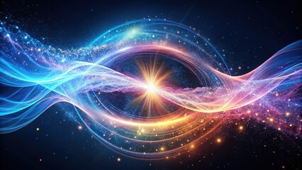 Fototapeta premium Energy wave blending with abstract particles , swirl, cosmology, swirl, cosmology, wave, light, energy, space, universe