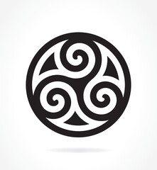 TRISKEL DANS CERCLE SYMBOLE BRETAGNE MISE EN SCENE V2 - Illustration vectorielle