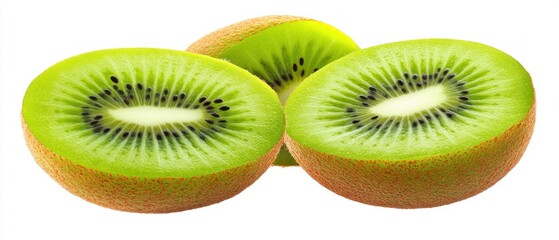 Fototapeta premium Three Slices of Freshly Cut Kiwi Fruit