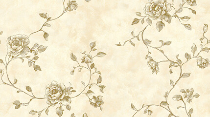 Vintage Floral Wallpaper: An elegant and classic wallpaper design with delicate floral pattern and subtle beige tone evokes a sense of timeless beauty and old-world charm.