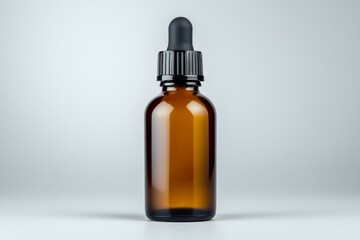 A simple, elegant bottle of herbal tincture on a plain white background
