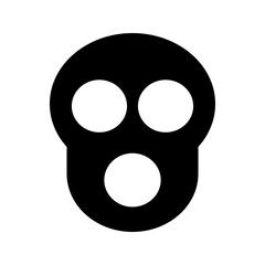 Solid skull icon with shocked expression, wide eyes and open mouth. Ideal for emojis, horror themes, Halloween graphics, or comic-style reactions.