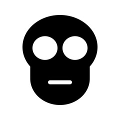Solid skull icon with sad expression, downturned mouth and sorrowful eyes. Great for emotional, gothic, or dark-themed cartoon-style graphics.