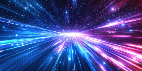 Obraz premium Speed energy effect with futuristic light trails and motion blur in vivid red, purple, and blue tones