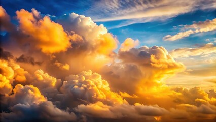 Clouds drifting lazily across the sky with golden hour light casting a warm glow , clouds, drift