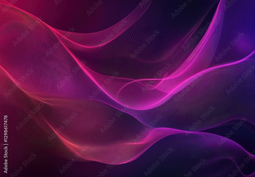 Poster abstract colorful waves flowing in gradient patterns of pink and purple on dark background for uniqu