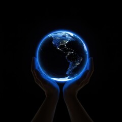 Hands Holding the Glowing Earth