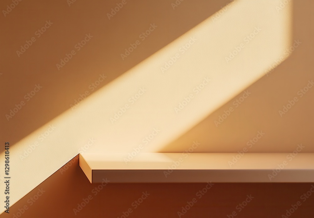 Poster abstract composition of light and shadow on a minimalist wall with a flat surface in soft neutral to