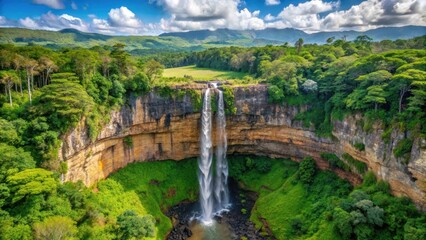 Obraz premium Chamarel Waterfall Top View, scenic, scenery, scenic, scenery, peaceful, nature, tropical, grandeur