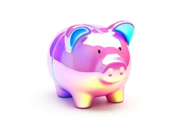 Obraz premium Iridescent piggy bank mammal white background representation.