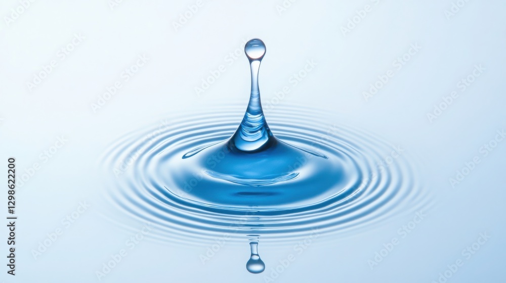 Poster high-speed macro of water droplet splashing on a reflective surface, mesmerizing and artistic