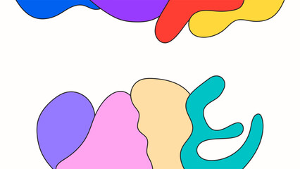 ABSTRACT BACKGROUND HAND DRAWN ORGANIC SHAPES WITH LINES. PASTEL COLOR FLAT DESIGN VECTOR TEMPLATE FOR WALLPAPER, COVER DESIGN