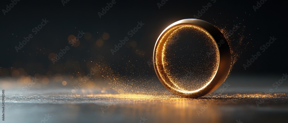 Aufkleber golden ring with shimmering particle effect