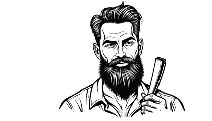 Skilled barber preparing for a grooming session with traditional razor in hand