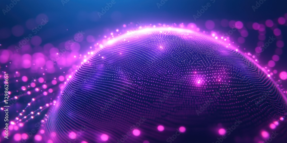 Aufkleber abstract digital sphere with glowing purple dots representing data connections, technology networks,