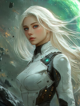 Futuristic space exploration concept with astronaut in cosmic realm