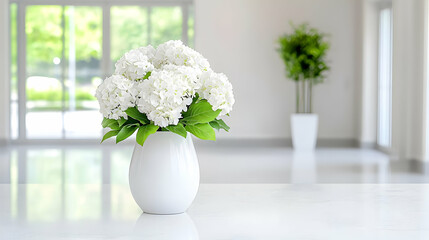 White flowers vase bright interior design home