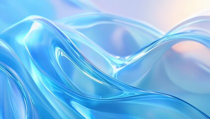 Fototapeta premium Abstract flowing water waves in soft blue tones with gentle light reflections, creating a serene and tranquil atmosphere for backgrounds and designs