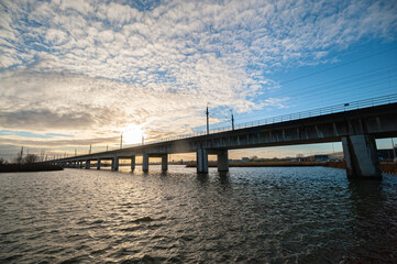 Obraz premium Rail bridge for the high-speed rail line between the cities of Amsterdam and Rotterdam, The Netherlands