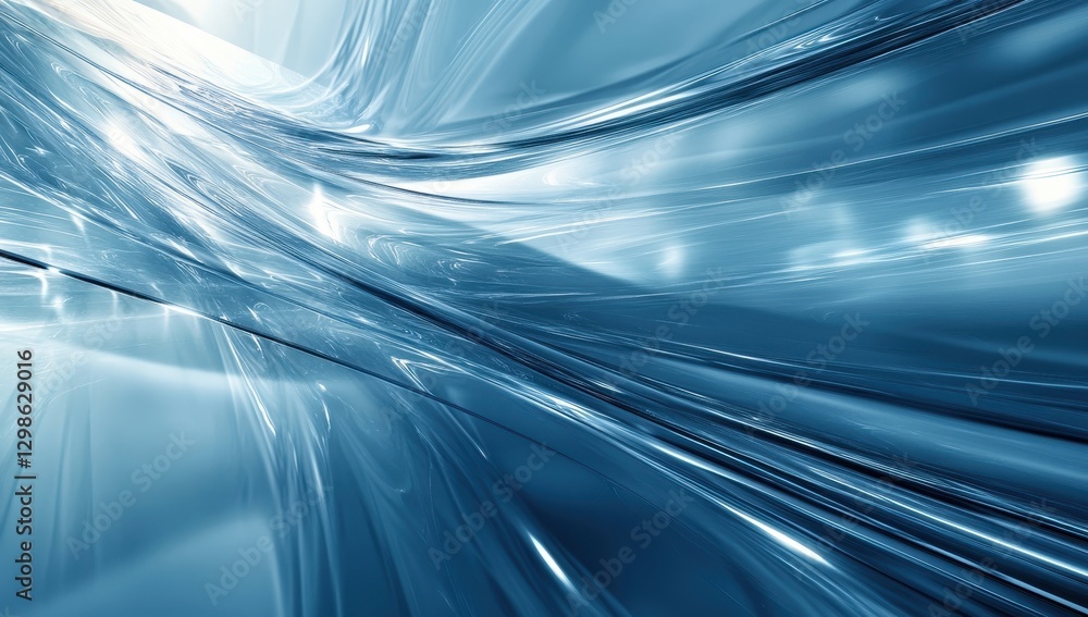Poster abstract futuristic background with flowing light blue lines and glows showcasing smooth curves and 