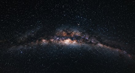 Obraz premium Cosmic River: A breathtaking panorama of the cosmos, showcasing the shimmering expanse of the Milky Way galaxy, its celestial river of stars a testament to the universe's grandeur.